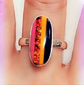 Opal Sterling Gemstone Ring